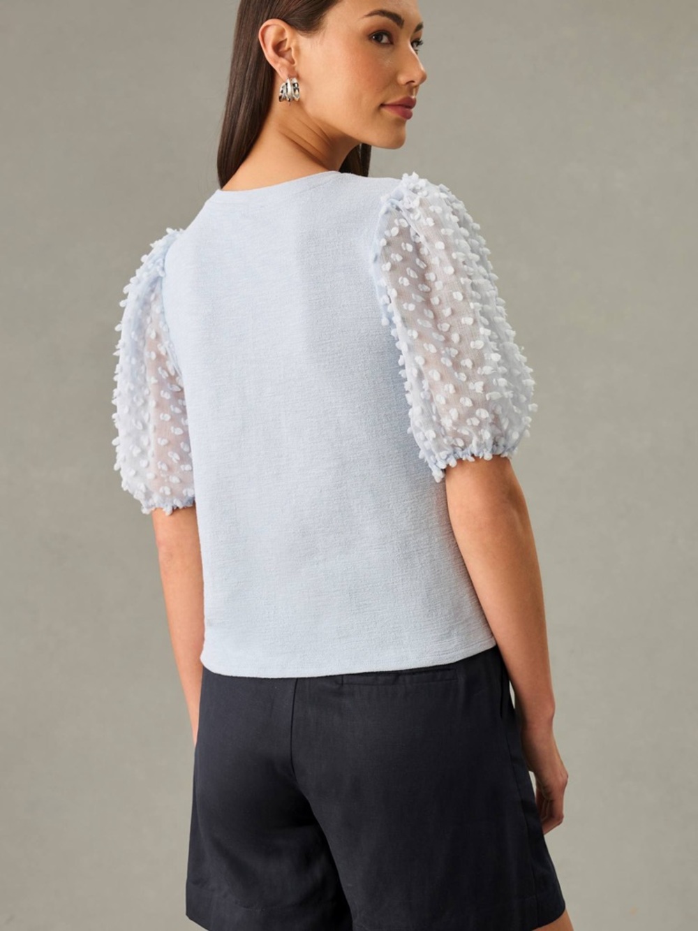 Maeve Anthropologie Woven Puff-Sleeve Top Light Blue - Picture 3 of 4